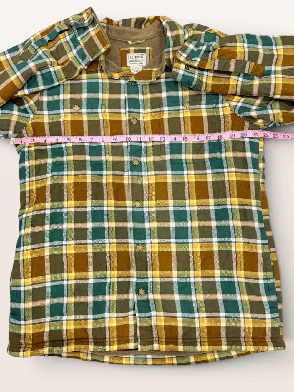 LL Bean Men's Medium Fleece Lined Flannel Shirt Traditional Fit Allspice NWT - Picture 10 of 14